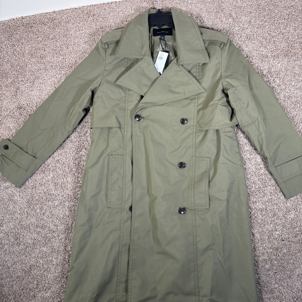 Banana‎ Republic Womens Oversized Double Breasted Trench Coat Olive Green S